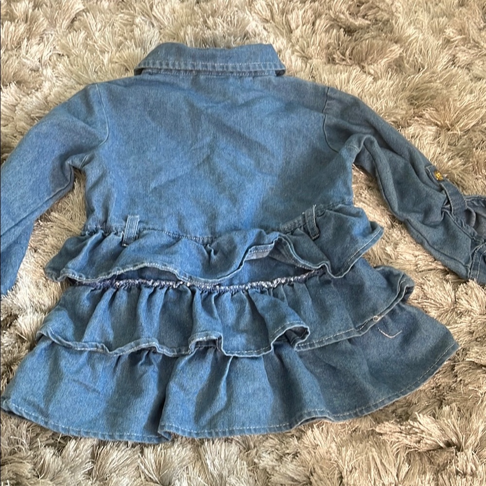 Blue Jean Jacket with Ruffled Peplum Design - Picture 4 of 4